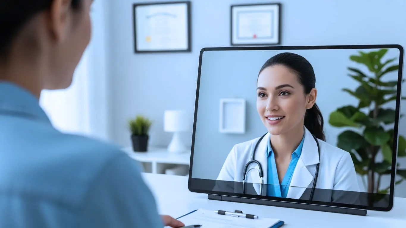 Example of how online doctor visits work during a secure video consultation with a licensed healthcare provider